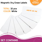 Availey 72 Pcs Magnetic Dry Erase Labels - 40 Pieces of 3 x 2 with Colored Border and 32 Pieces of 4 x 1.8 with Full White Front