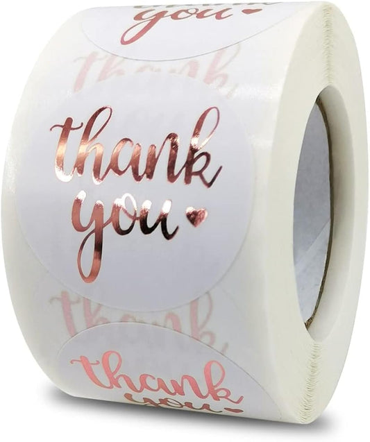 Premium Thank You Stickers - 500 Pcs 1.5 inch Elegant Designs for Gifts, Packaging, and Business - Round Sticker Label - Express Gratitude with Style