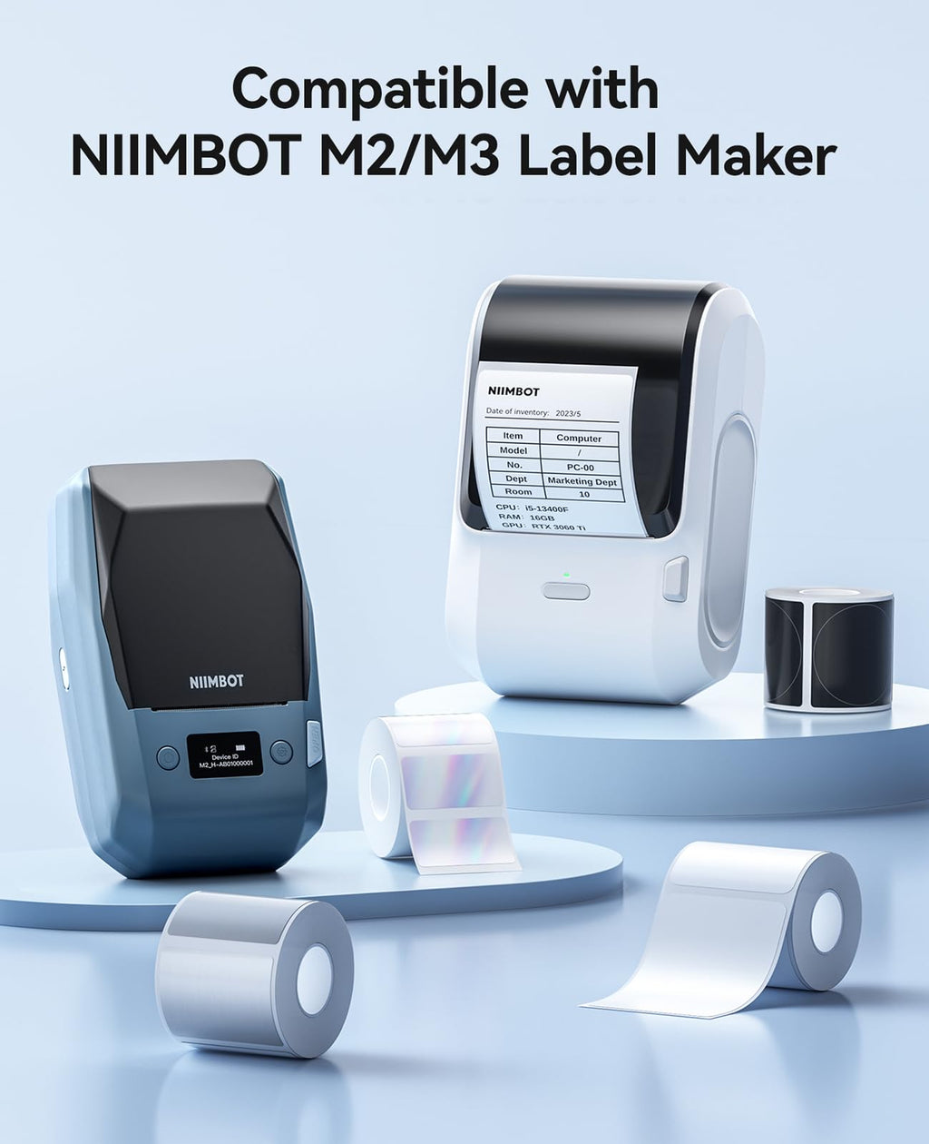 NIIMBOT M2/M3 Thermal Transfer Labels 3 Rolls 1.57''×1.57'' Multi-Color Set 3color Round 3Rolls-40mmx40mm