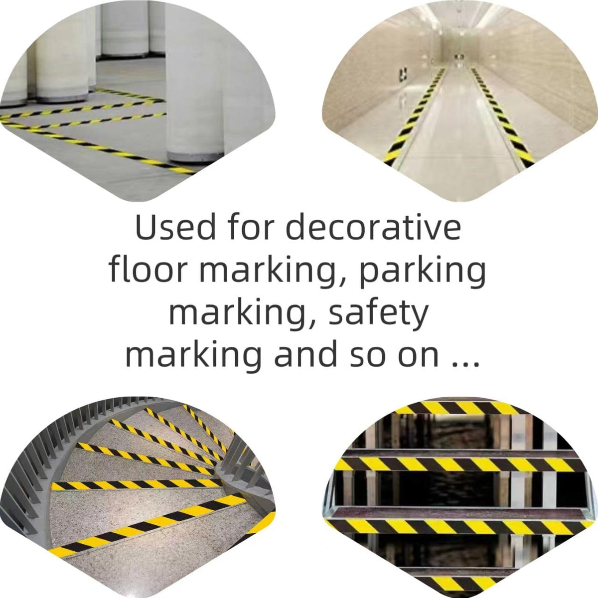 1 Roll 2" x 110ft Black and Yellow Hazard Warning Safety Tape for Floor Marking, Suitable for Marking Walls, Floors, Pipes, and Equipment, High-Tack Wear-Resistant