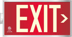 Photoluminescent Exit Sign Red - Framed Flag/Ceiling Mount. Code Approved UL 924/IBC/NFPA 101 (Directional Arrows Included)
