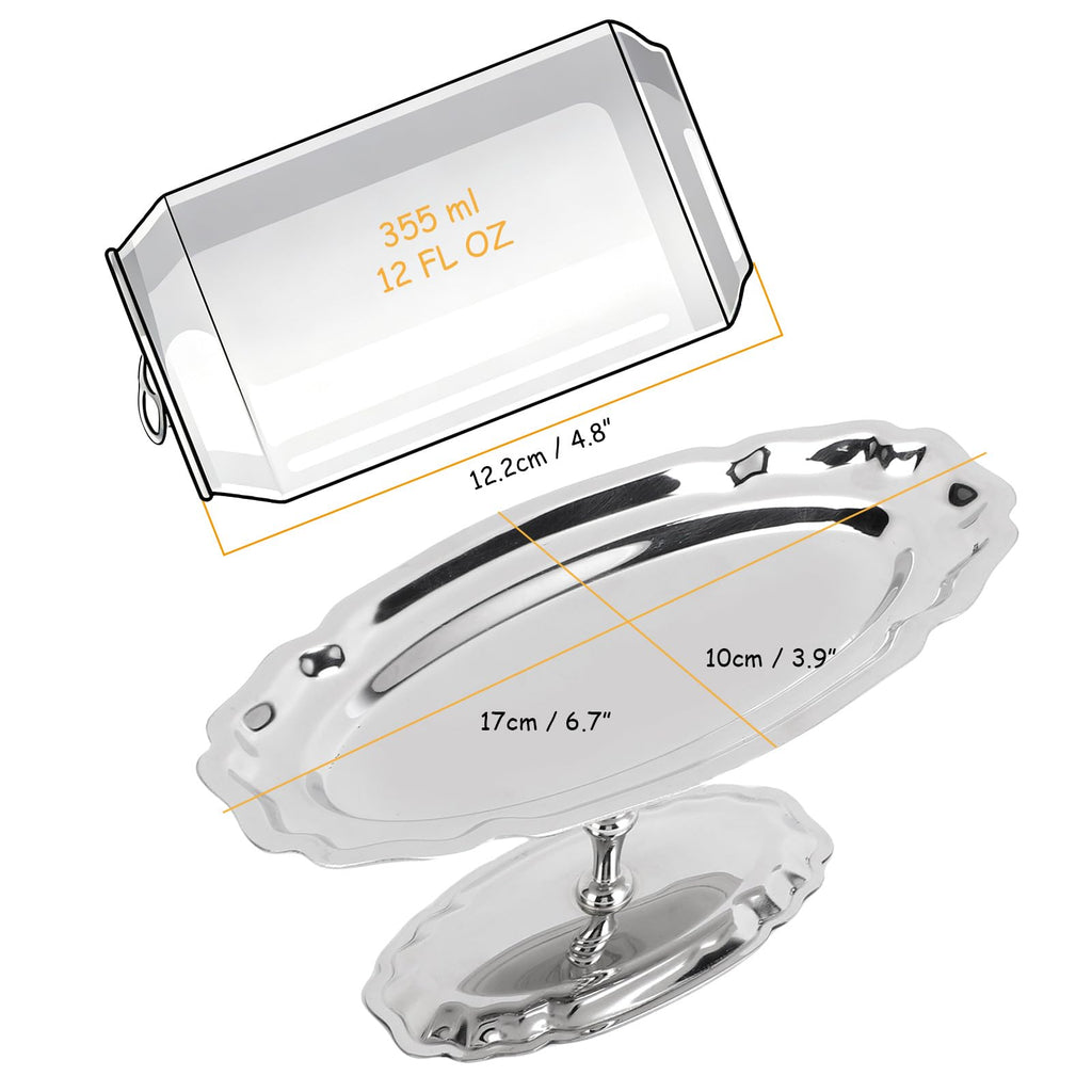 Dessert Platter with Pedestal, 304 Stainless Steel Oval Footed Plate