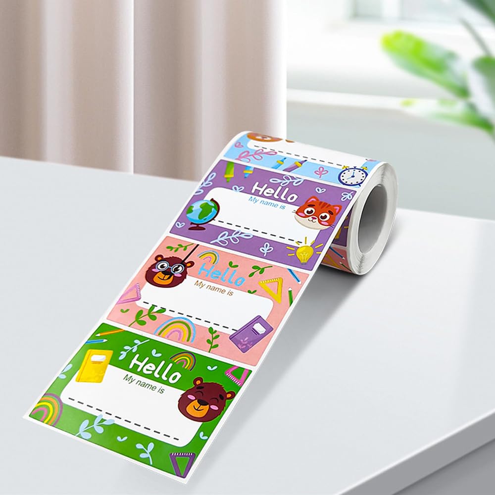 Hello Name Tag Cute Labels Roll Stickers Self-Adhesive Badge for School Office Nursery Home Supplies, 3"x2", 250 PCS