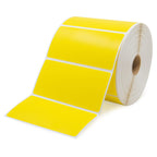 Yellow 4x2 inch Zebra shipping and handling labels from Labelvalue, featuring bold text for clear labeling.