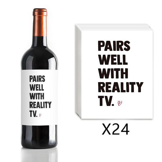 24 Pcs Pairs Well with Reality TV Wine Labels TV Show Wine Bottle Stickers TV Show Fans Wine Labels for Bottles Gifts for Women Men Friends