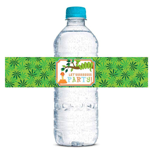 Snake Themed Birthday Party Waterproof Water Bottle Sticker Wrappers, 20 1.75" x 8.5" Wrap Around Labels by AmandaCreation