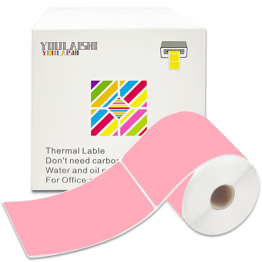 3 X 5 Inch Printable Waterproof Rectangle Color Coding Labels, 300 Per Roll Adhesive Color Coding Stickers for Bar-Codes, Address, Small Business Labeling, Inventory (Pink) Pink