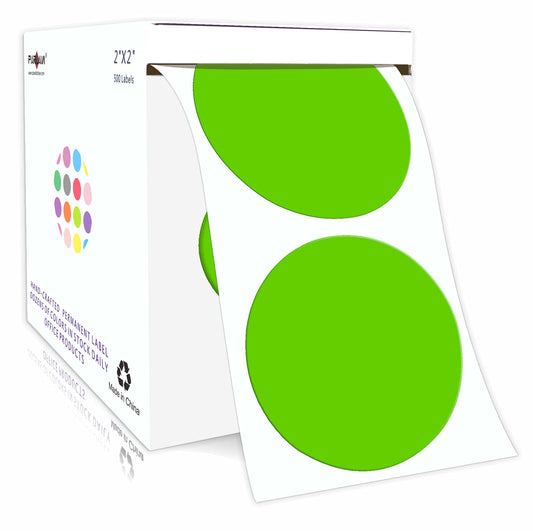 PARLAIM 2 Inch Round Permanent Adhesive Color-Code Dot Stickers,500 per Roll dots Label Dispenser Box, Circle Stickers Label(Light Green) Light Green 1 Roll-500 Pack