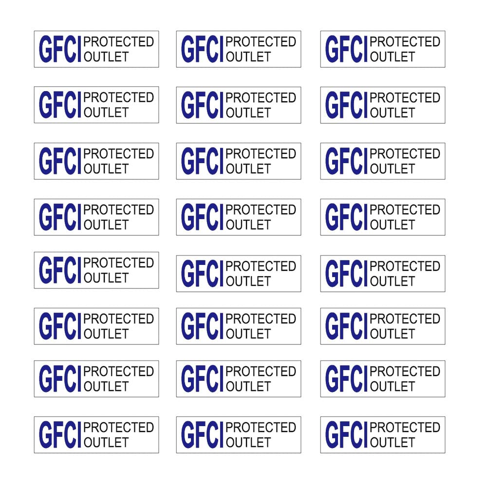 GFCI Protected Outlet Receptacle Plates Label Sticker Decal Blue Print On Clear remarking (96pcs 0.27" x 0.95")