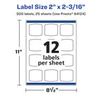 Avery Matte Clear Arched Square Labels, Sure Feed Technology, 2" x 2-3/16", 300 Matte Clear Labels, Print-to-The-Edge, Laser/Inkjet Printable 300 labels