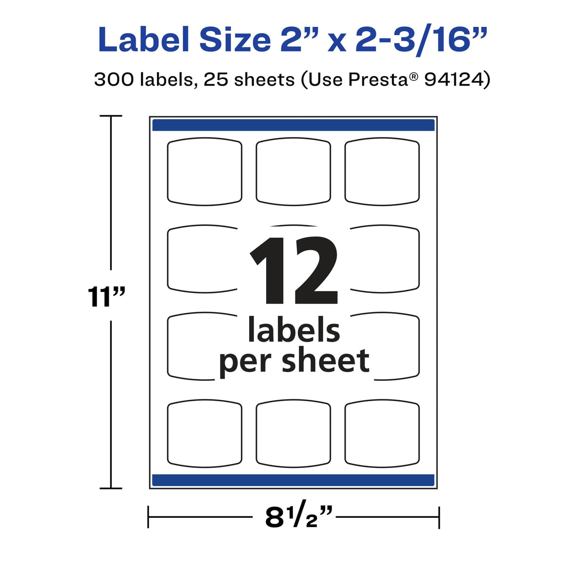Avery Matte Clear Arched Square Labels, Sure Feed Technology, 2" x 2-3/16", 300 Matte Clear Labels, Print-to-The-Edge, Laser/Inkjet Printable 300 labels