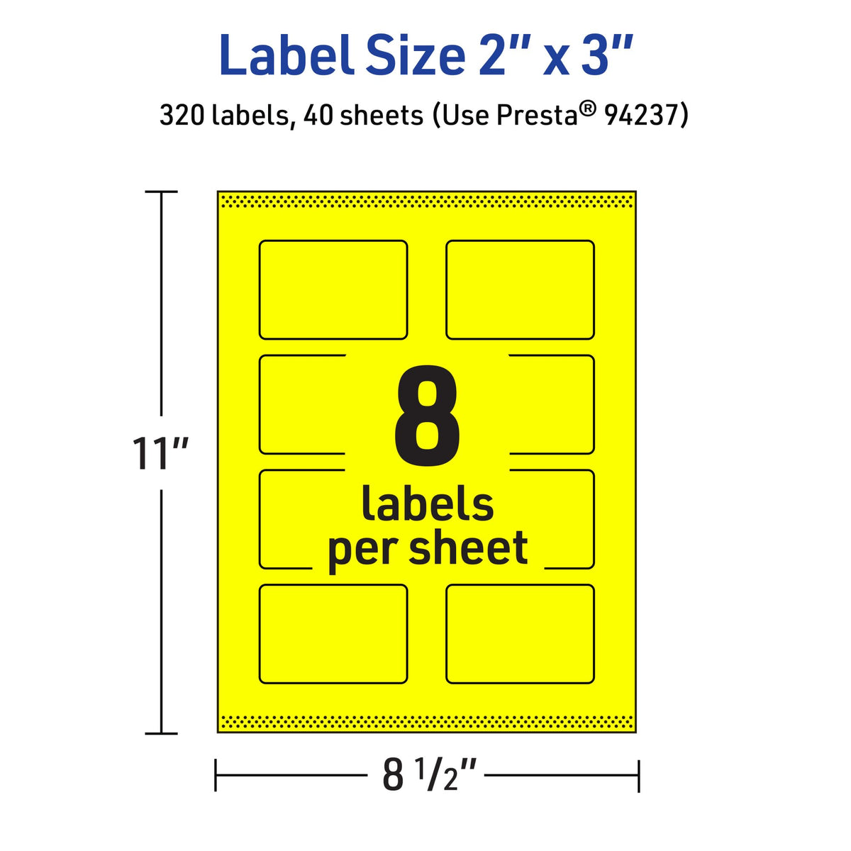 Avery Printable Rectangle Labels, Sure Feed Technology, 2" x 3", Neon Yellow Labels, Print-to-The-Edge, Laser/Inkjet Printable, 320 Total, Great for Mailing and Candles