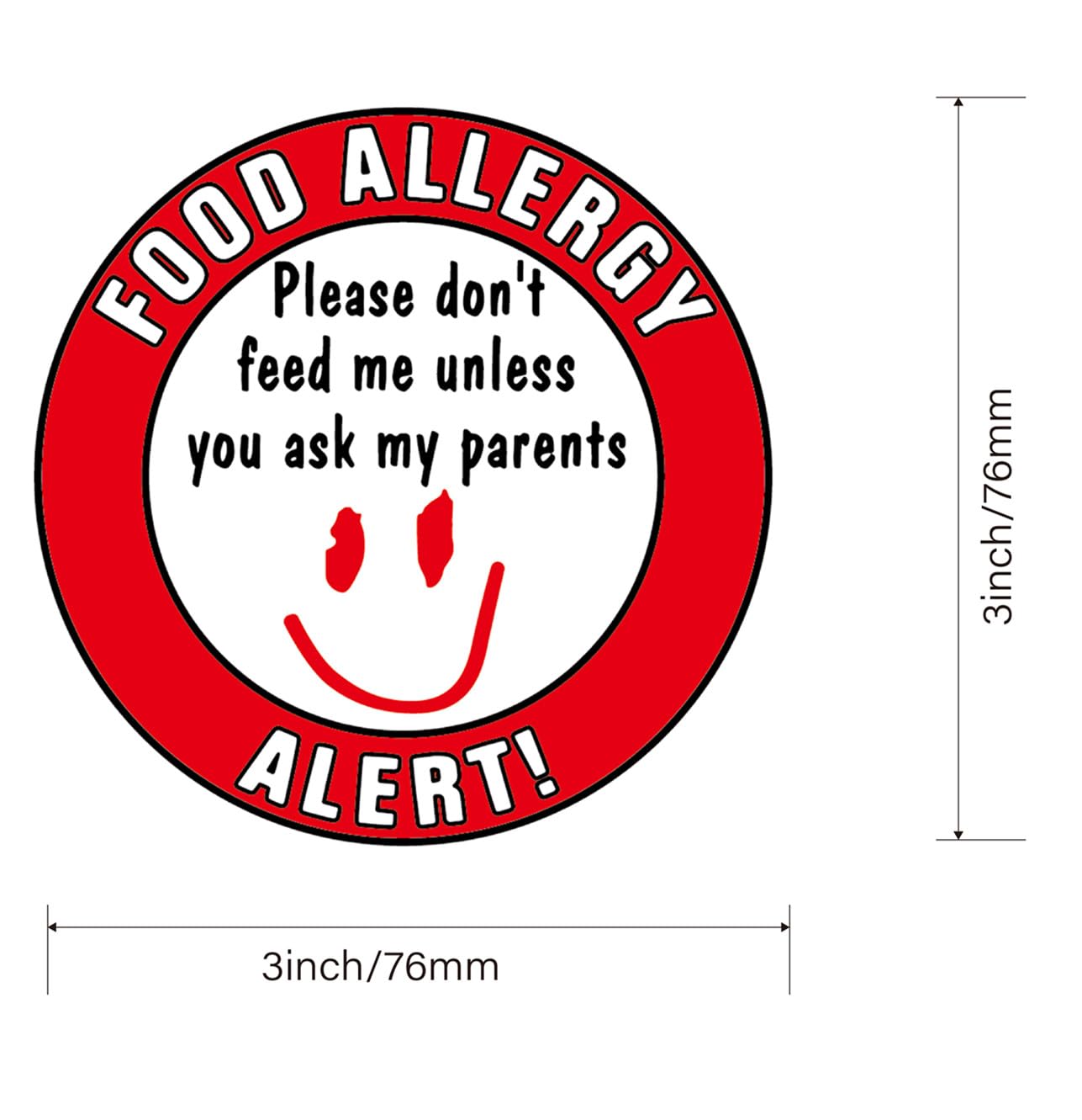 MeshaKippa 50pcs 3 Inch Children Food Allergen Warning Stickers for Kids Baby Allergies Signs