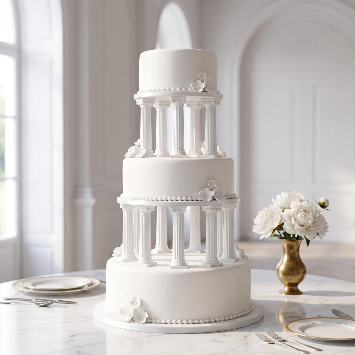 STOBOK 8pcs White Roman Column Pillars, Tiered Cake Support Stands
