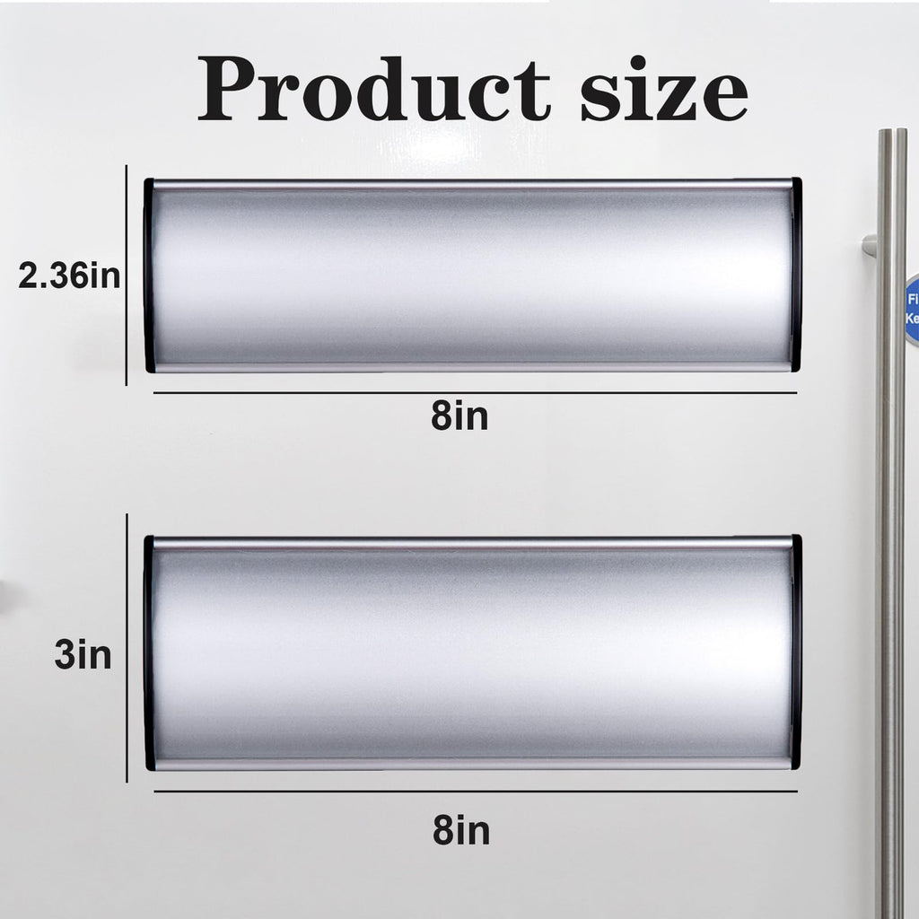5Pcs Curved Name Plate Holder for Door & Wall - 3" x 8", Silver 3*8 Silver Name plate