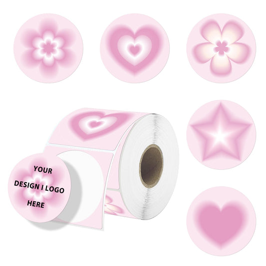 2 Inch Circle Thermal Stickers, Self-Adhesive Round Direct Thermal Labels with Perforation Line, Multi-Purpose Waterproof Thermal Label Stickers for Business, 500 Labels/1 Roll, Pink 2"(Round)