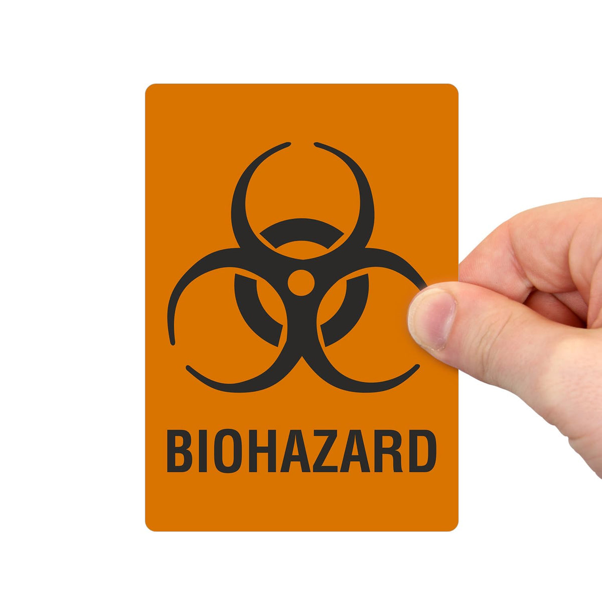 SmartSign (100/Pack) Biohazard Labels with Symbol, 5"x3.5", 4 mil Thick White Polyvinyl Chloride (PVC) with Permanent Adhesive, for Medical/Industrial/Shipping Use, Fluorescent Orange/Black, USA-Made