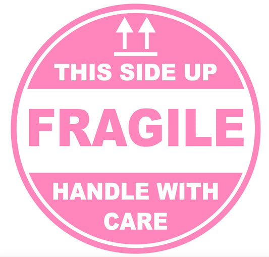 2 inch 300PCS Pink Fragile This Side Up Stickers Removable Adhesive Stickers