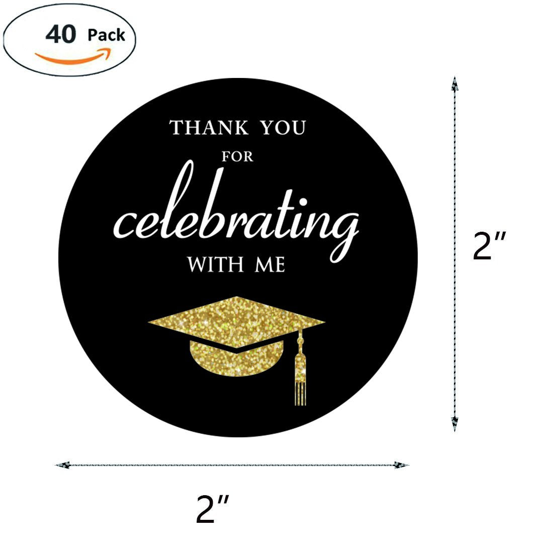 MAGJUCHE Gold Class of 2020 Graduation Thank You Stickers, Congrats Grad Party Circle Favor Sticker Labels, 40-Pack, 2"