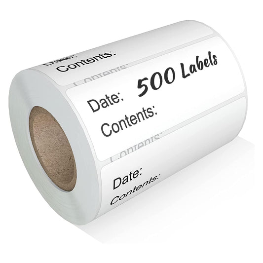 500pcs Food Labels,1 x 3 Inch Freezer Labels Removable for Food Containers, Mason Jar, Water/Oil/Tear Resistant,No Residue Food Storage Labels Perfect for Kitchen Frz-bk-500-1