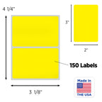 Yellow ChromaLabel 2x3 inch color-coding name tag stickers, pack of 150 labels for organization and identification.
