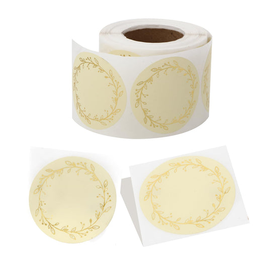 500 Pcs Labels Waterproof Oil Resistant Label Stickers, Self-Adhesive All-Purpose Name Jar Labels for Food Container Storage Bin Gift Tags Pantry Mason Jar Canning Labels Spice Bottle Craft 2 Inch Golden Flower