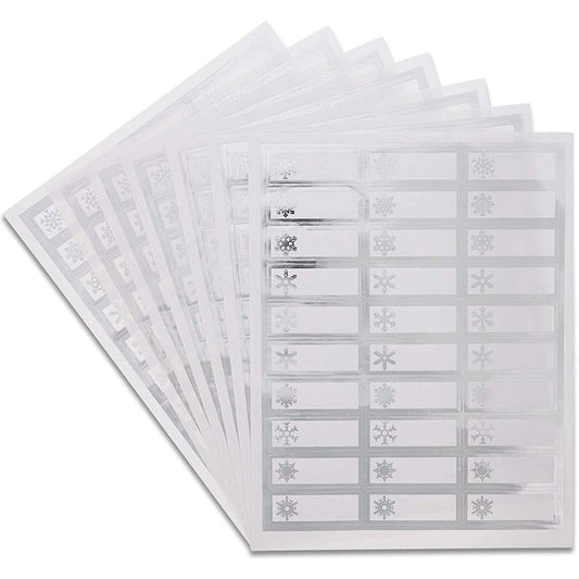 Juvale 210 Christmas Printable Address Labels, Festive Stickers for Holiday Cards, Presents Wrapping, Silver Foil, 2.5 x 0.9 Inches, Personalized Address Labels