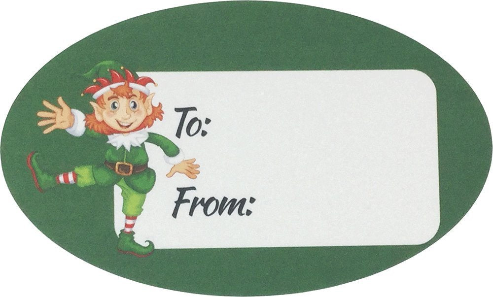 Elf Presents Gifts Tags Christmas Holiday to from Labels 1 1/2 x 2 1/2 Inch 25 Total Stickers