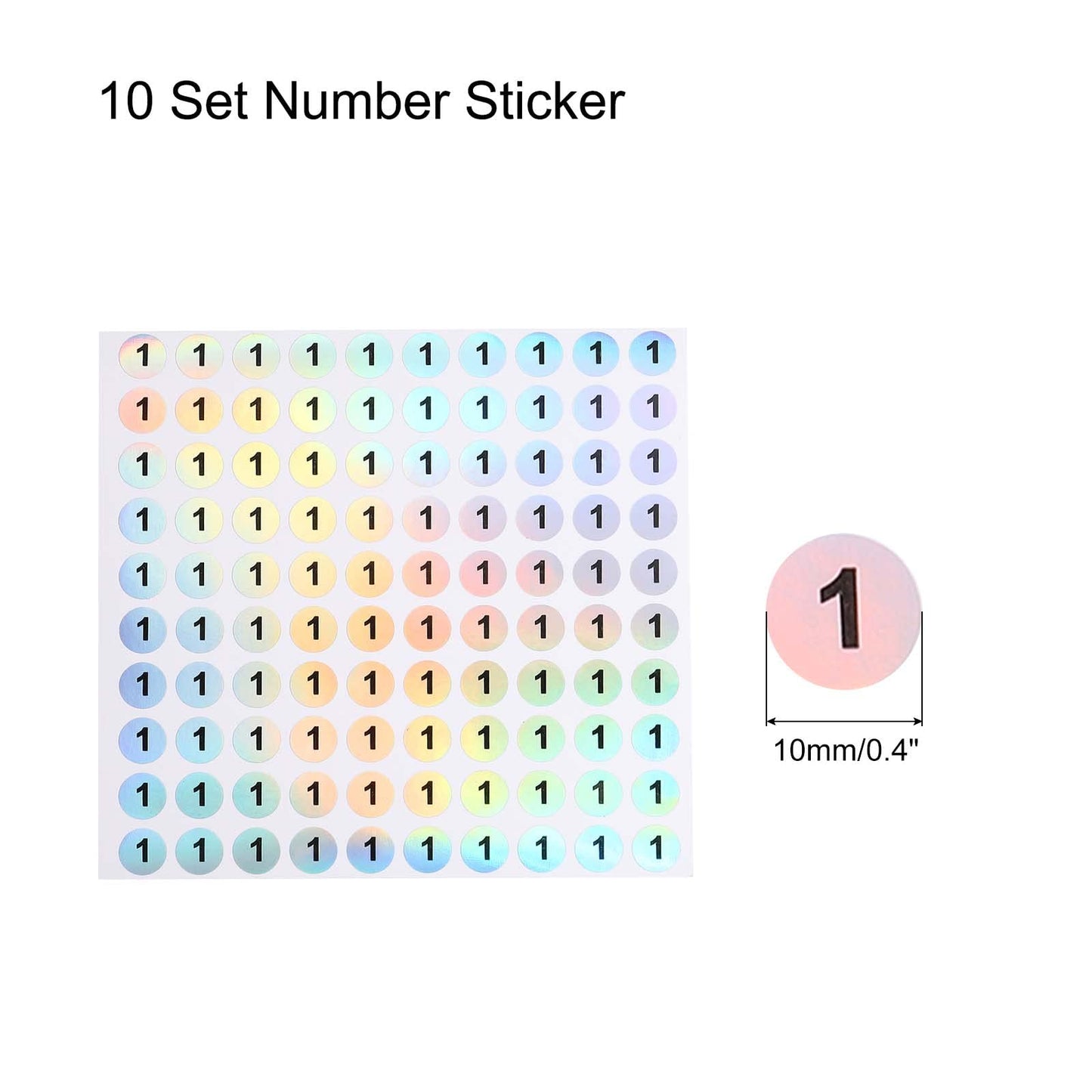 MECCANIXITY Laser Number Stickers, Number 1 Round Self Adhesive Reflective Sticker for Inventory, Storage Organizing, 10 Sheets(1000pcs)