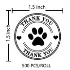 500 Pet Black Footprints Thank You Labels per Roll,Puppy Paw Stickers for Cookie Bag,Gift Box (Pack of 2) small (Pack of 2)