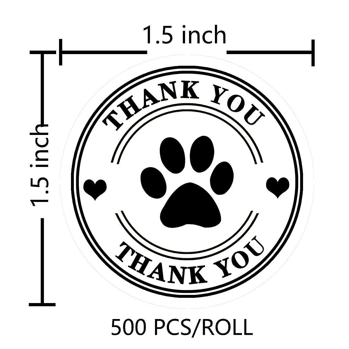 500 Pet Black Footprints Thank You Labels per Roll,Puppy Paw Stickers for Cookie Bag,Gift Box (Pack of 2) small (Pack of 2)