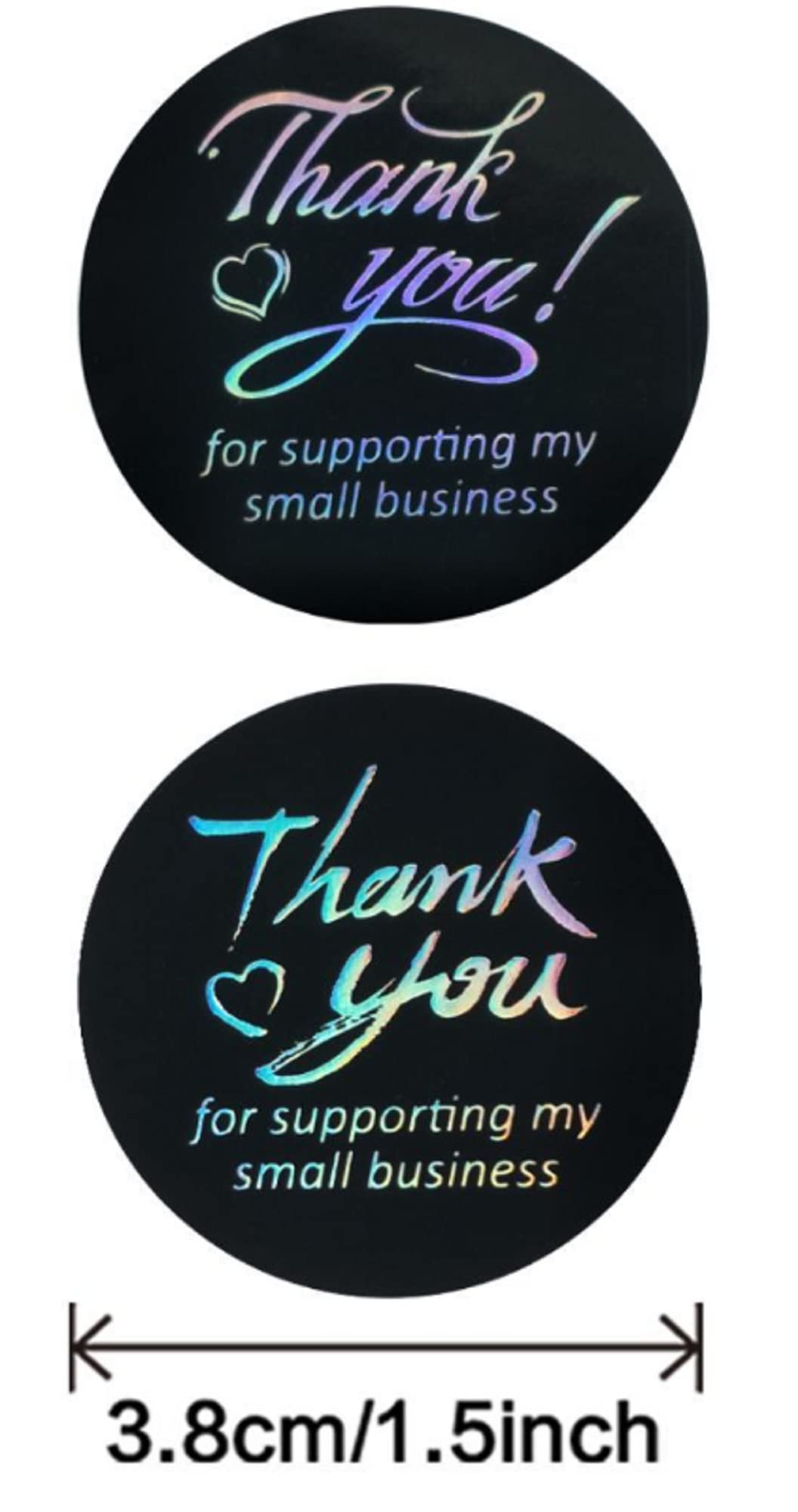 N’icePackaging – 500 Qty – 1.5 inch Thank You for Supporting My Small Business Stickers – Self-Adhesive – for Decoration/Sales/Branding/Envelopes (Black w/Silver Text) Black W/ Silver Text