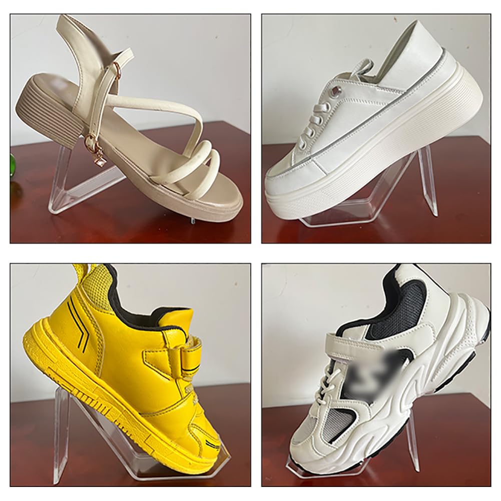 GSHLLO 6 Pcs Clear Acrylic Shoes Stand Shoe Store Display Holder Sandal Shoe Display Rack High Heel Riser Stand Transparent Shoes Holder High Heel Organizer Stands for Home Shopping Malls