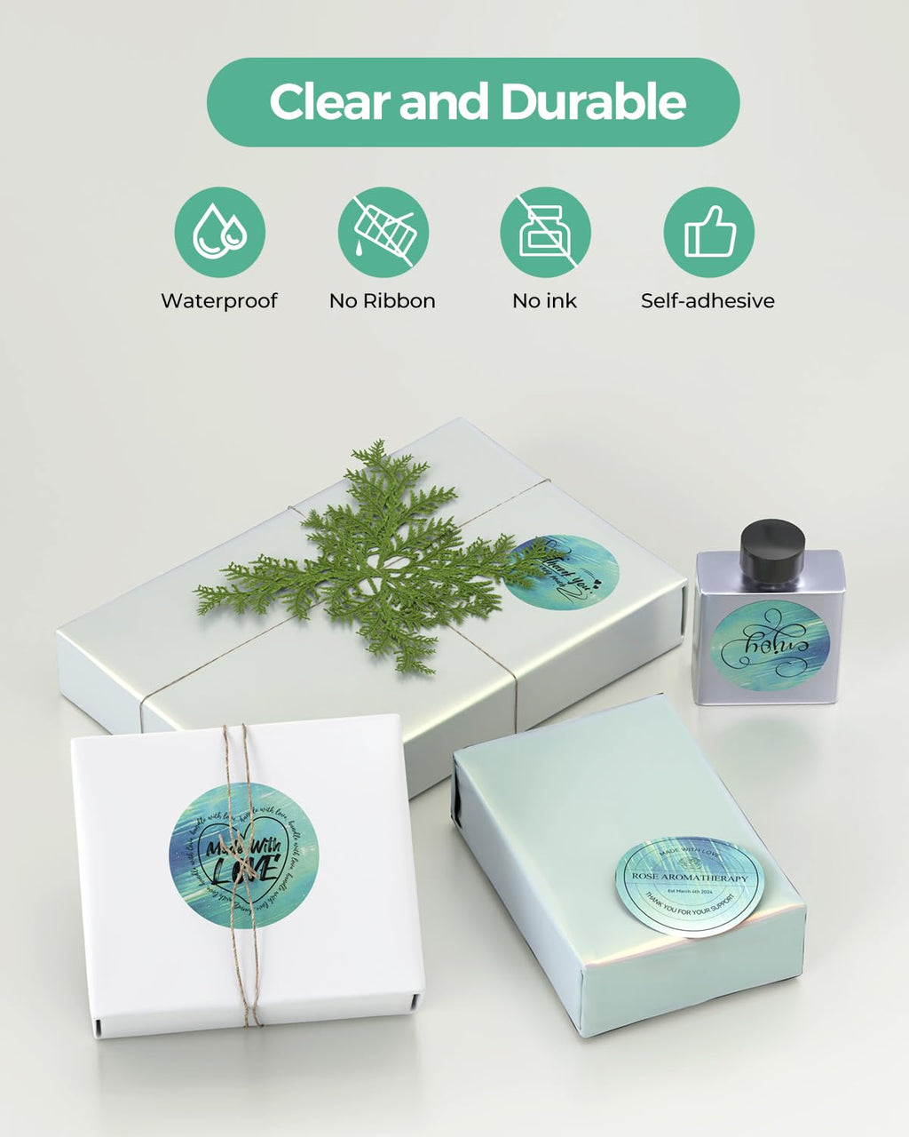 2" Green Round Thermal Labels 500 Labels/Roll+2" Transparent Round Thermal Labels 500 Labels/Roll