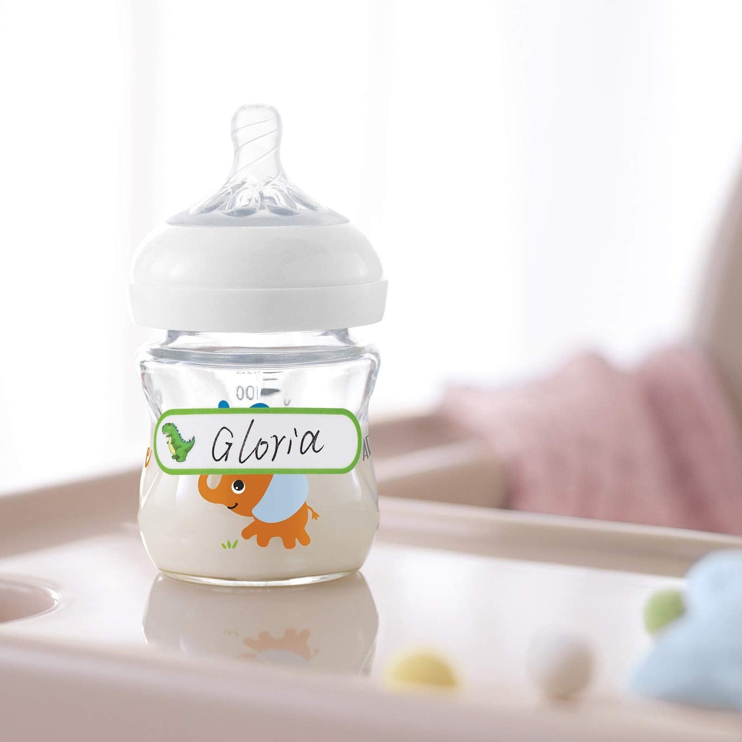 Baby Bottle Labels for Daycare, 128pcs Waterproof Daycare Labels, Name Labels for Kids School Supplies Self-Laminating, Dishwasher Safe Name Tag Label Stickers for Water Bottle, Sippy Cup 128pcs-animals