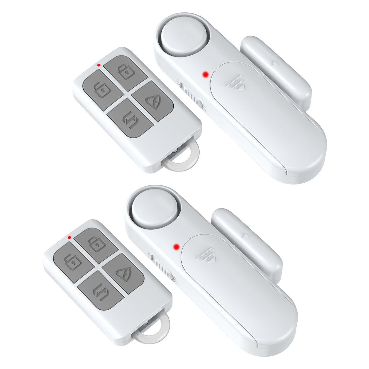 2-Pack Window and Door Alarms When Opened for Kids Safety/Dementia Safety/Home Security, Wireless Sliding Front Door Opening Sensor Alarm with Remote, 120dB Burglar Alert for House/Bedroom/Apartment 2 Sensor + 2 Remote White