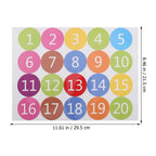 Baluue 5 Sheet Number Stickers, 1-20 Dot Consecutive Number Labels Self-Adhesive Stickers Vinyl Decals for Office, Classroom, Indoor, Boxes, Storage (Pack of 2) 29.5X21.5CM (Pack of 2)