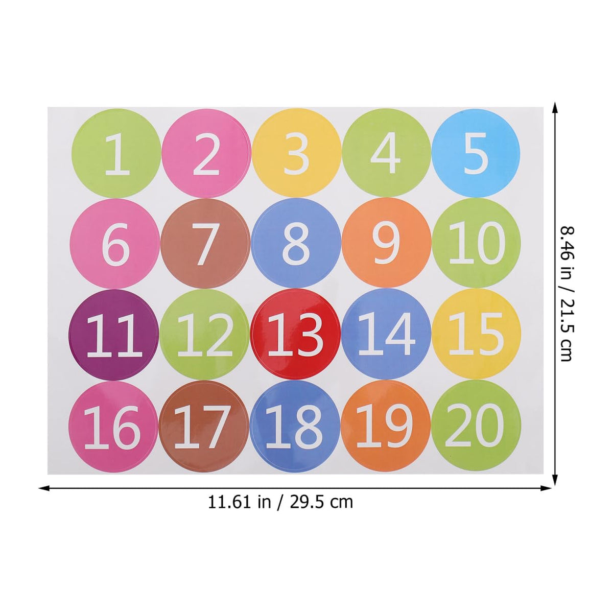 Baluue 5 Sheet Number Stickers, 1-20 Dot Consecutive Number Labels Self-Adhesive Stickers Vinyl Decals for Office, Classroom, Indoor, Boxes, Storage (Pack of 2) 29.5X21.5CM (Pack of 2)