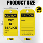 30 Pcs Caution Out of Service Tags with Cable Ties 30