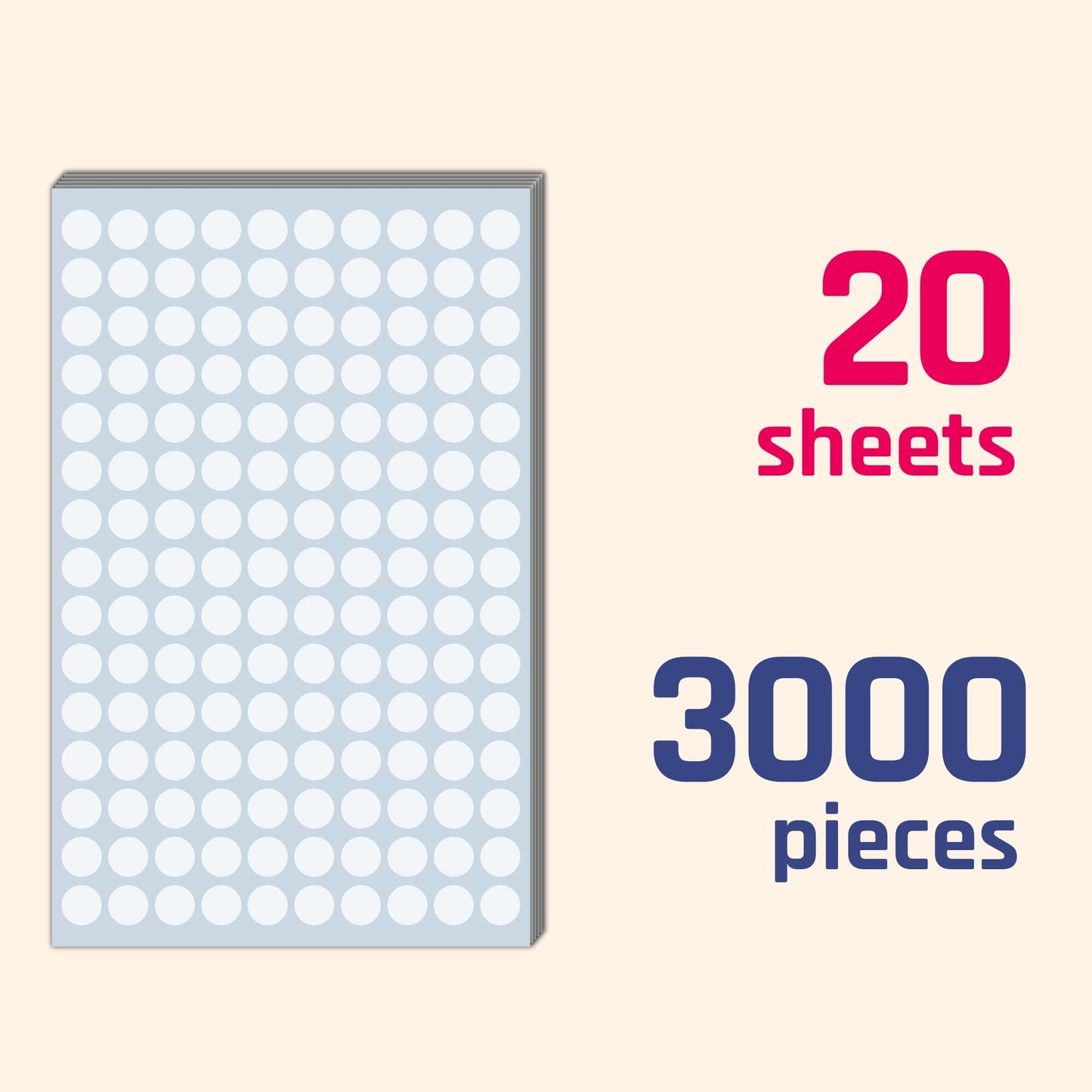3000 Pieces, 1/2 inch - White Dot Stickers, Small Round Circle Dots Labels 3000 Pieces