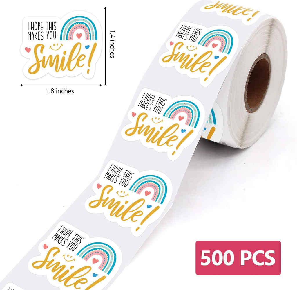 WHING I Hope This Makes You Smile Funny Small Shop Stickers, Online Retailers Shop Owners Order Packages Labels Small Business Thank You Sticker, 500 Labels Per Roll