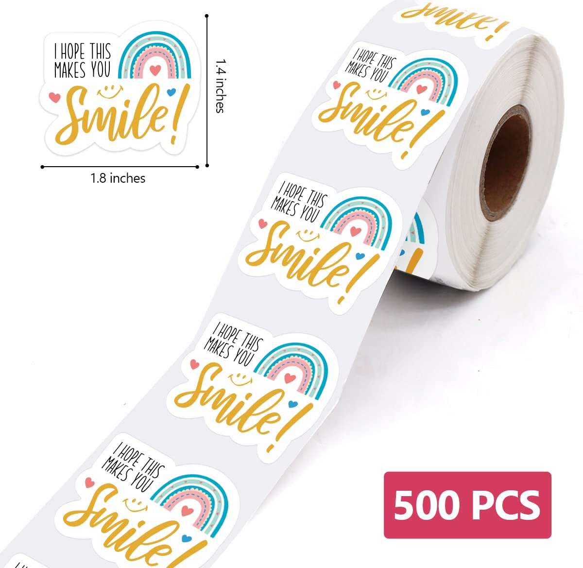 WHING I Hope This Makes You Smile Funny Small Shop Stickers, Online Retailers Shop Owners Order Packages Labels Small Business Thank You Sticker, 500 Labels Per Roll
