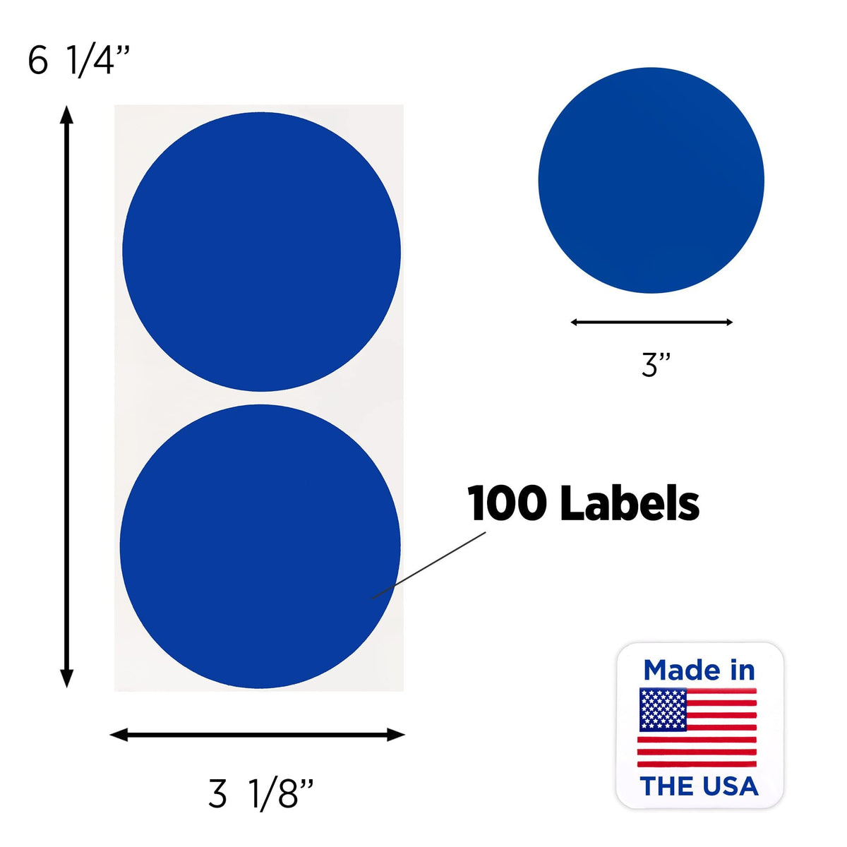 Dark blue ChromaLabel 3-inch round color-coding label with permanent adhesive, used for warehouse inventory, 100 stickers per pack.