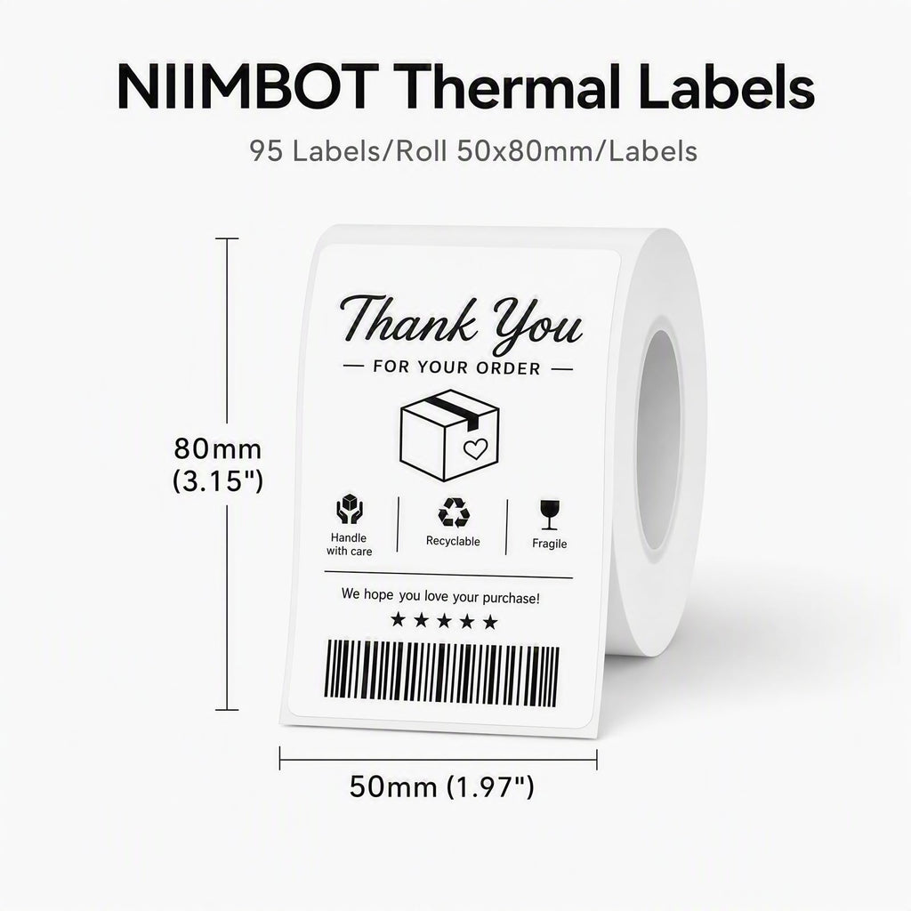 NIIMBOT White Thermal Label,2"x3.15"(50×80mm), 3‑Roll Multipurpose Business