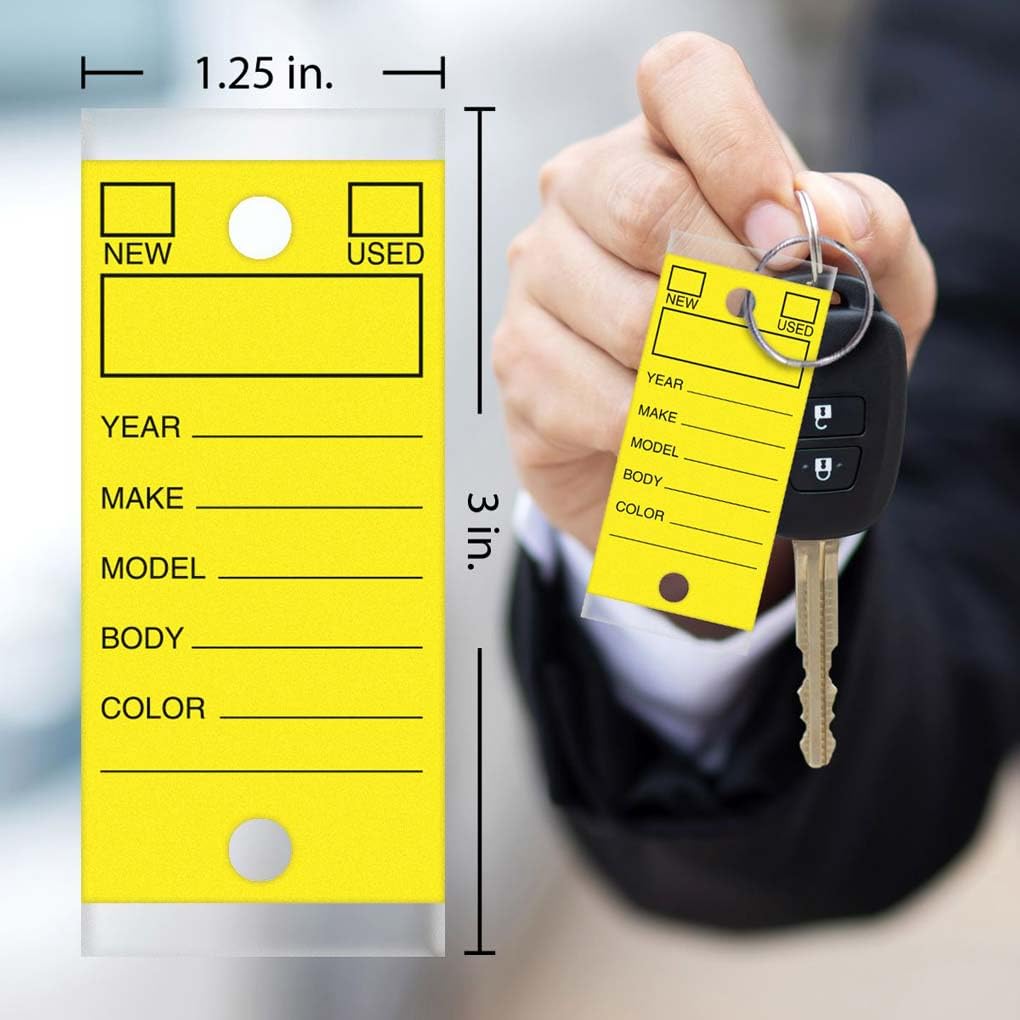 Self Laminating Self Protecting Versa Tags Key Tags with Rings (250 per Box) (Yellow)