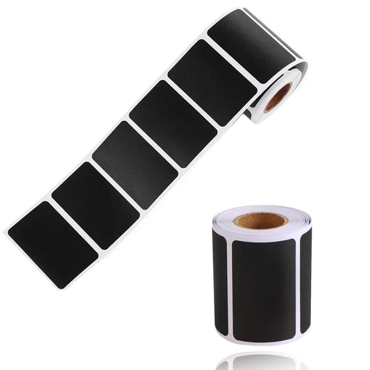 Chalkboard Sticker Label Black Rectangle Coding Roll Labels 300 Pcs Removable Write-On Reusable Waterproof for Kitchen Containers Jar Storage Bins Office Craft 1