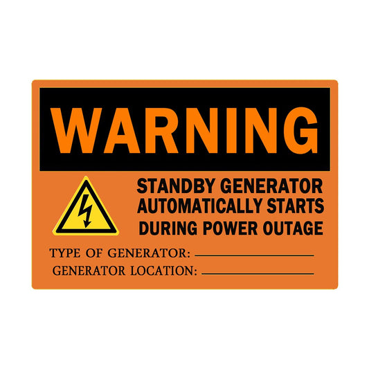 20 Pack Warning Standby Generator Starts Automatically OSHA Label Decal,5x3.5 Inch Warning Sign | Decal | Protect Your Business, Work Site, Warehouse & Shop Area