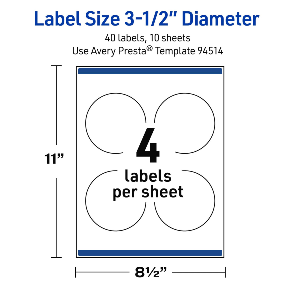 Avery Outdoor Waterproof Round Labels with Sure Feed Technology, 3.5" Diameter, White Film, Print-to-the-Edge, Compatible with Laser Printers, 40 Labels Total