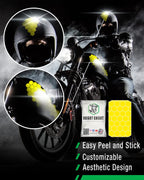 Bright Knight Decals Hexagon Reflective Stickers for Helmet, Yellow, 2-Pack