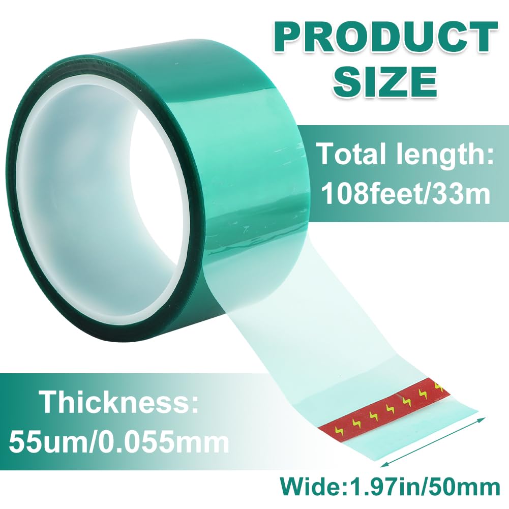 NINEFOX Resin Tape for Epoxy Resin Molding, 2IN W x 108FT L, Thermal Adhesive Tape, High Temperature Resistance Easy Peeling, Epoxy Release Tape for River Tables, Remove Residue